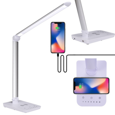 led台燈 折疊帶USB無線充電24W帶定時調光調色溫智能觸摸護眼燈