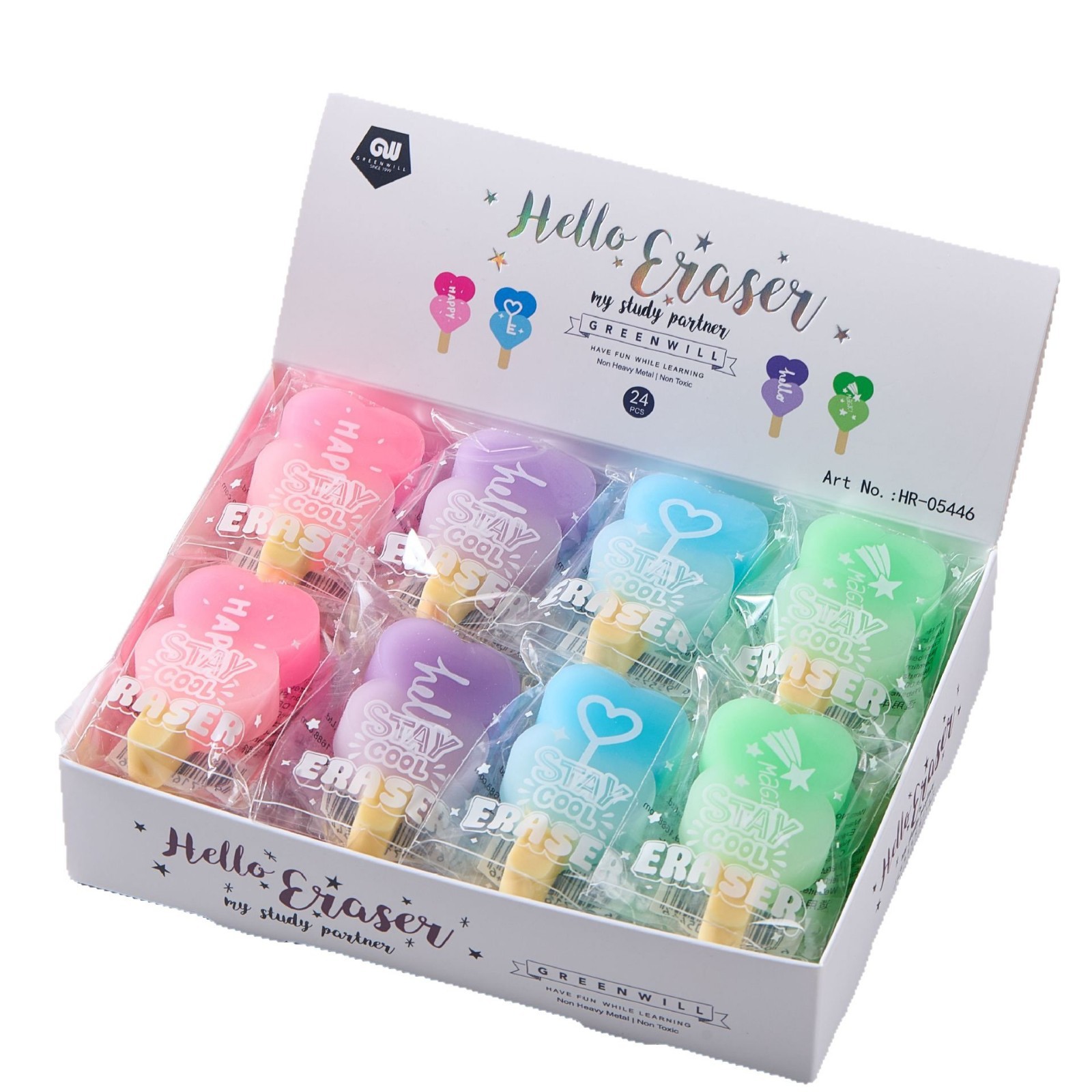 Borrador de amor de PVC ECO, menos migajas, dibujo de examen limpio, borrador de dibujo de arte para niños, color caramelo