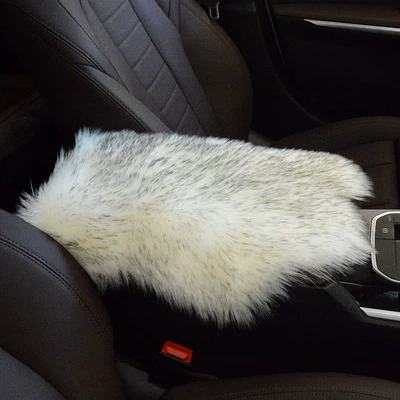 Armrest box Central Control Imitation Fur Armrest Mat - long-hair-gray-tip-free-shape