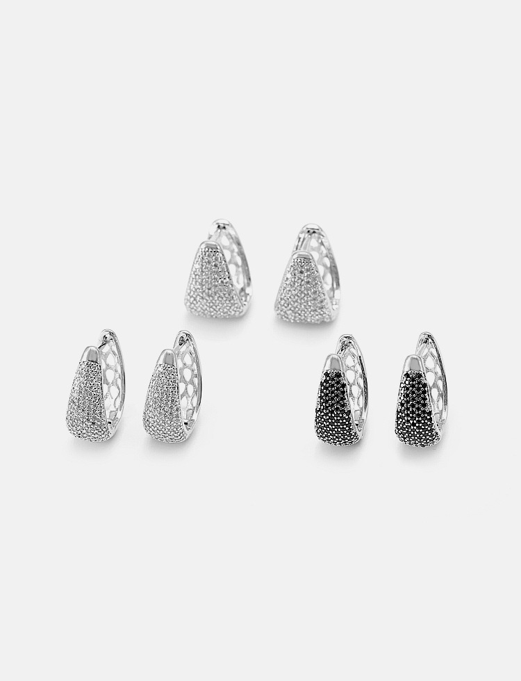 Fashion Style Retro Inlaid Zirconium U-shaped Copper Earrings Wholesale Nihaojewelry