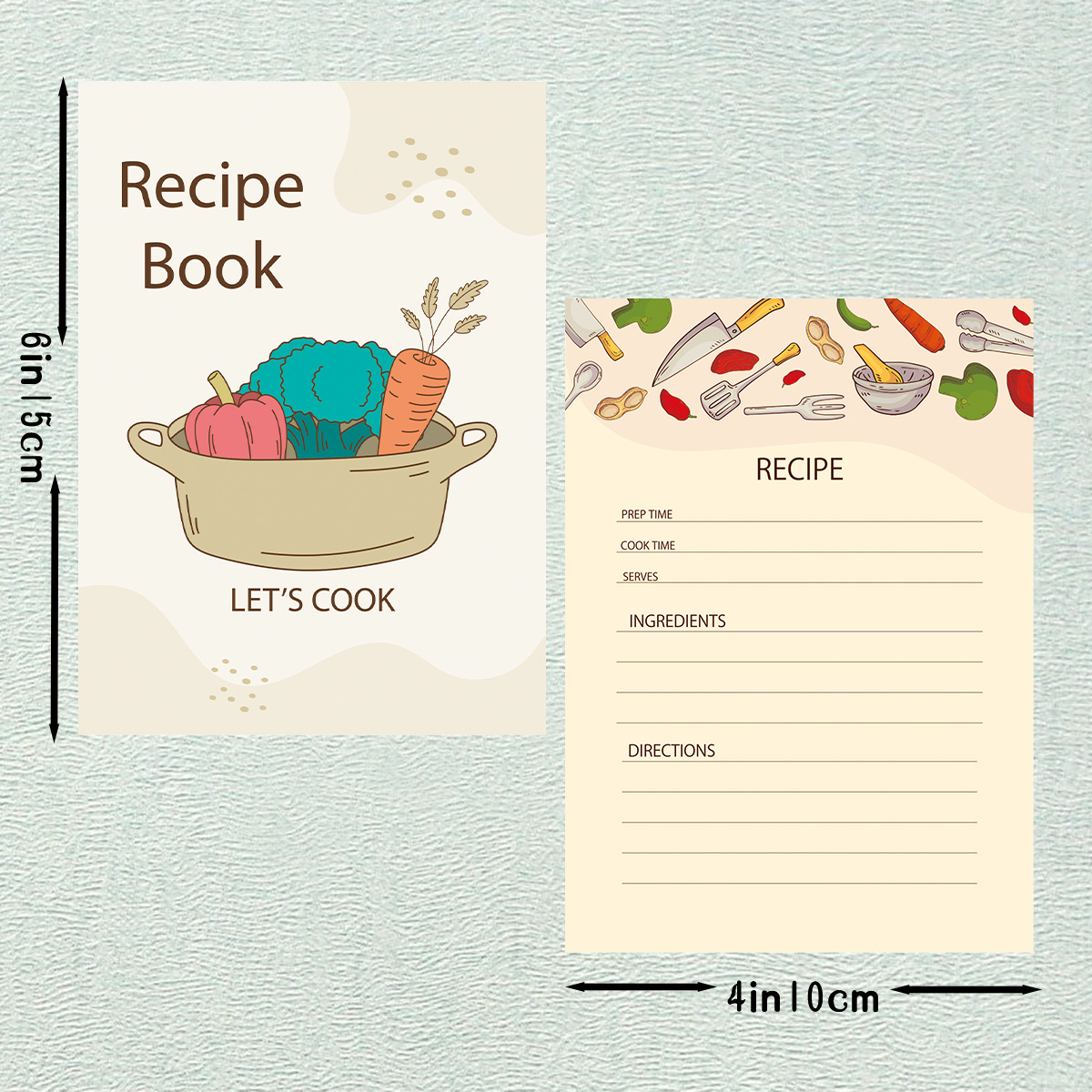Cross-border e-commerce kitchen cooking food ingredient recipe card RECIPE Amazon TEMU cartoon style handbook portable 5