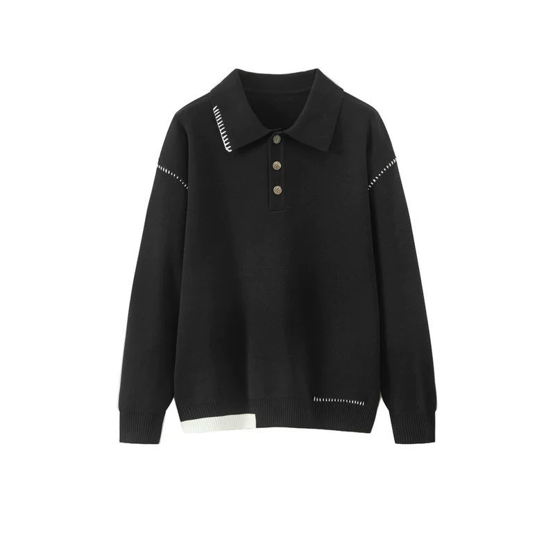 Мужской свитер осень-зима новая рубашка-поло с лацканами подростковый трикотаж Повседневный джокер