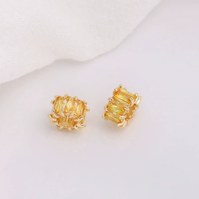 Zərgərlik ara hissələri Beads Handmade Loose Beads DIY - champagne-color-yellow-zirconium-1-pack-10mm