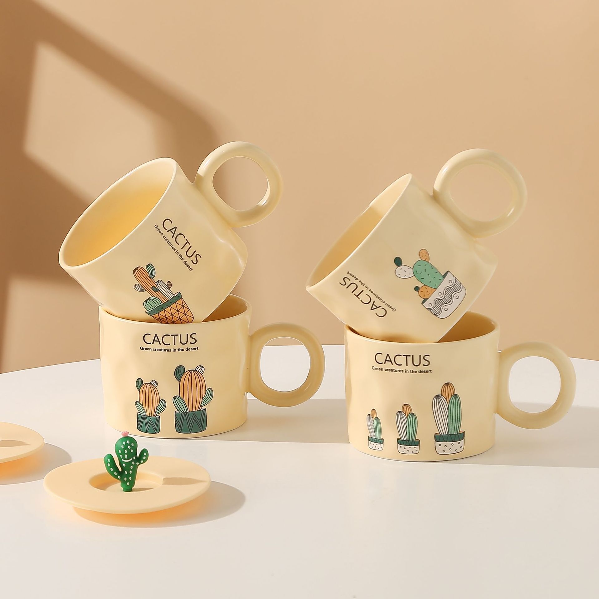 Lindo Pastoral Cactus Letra Gel De Sílice Cerámica Vasos 1 Pieza display picture 5