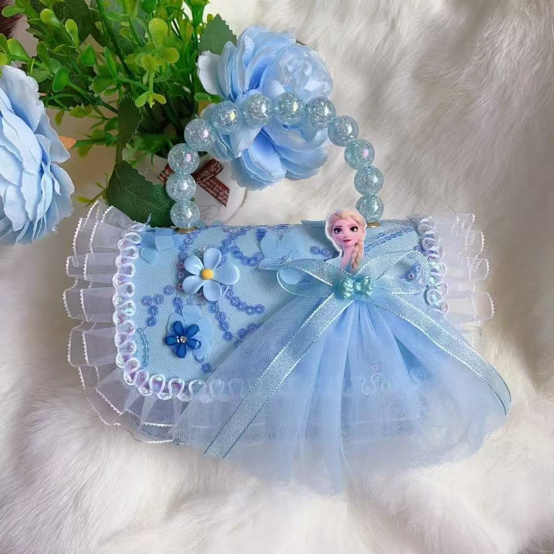 Bolso de princesa portátil de perlas, arco de encaje, bolso de hombro, bolso de cadena, bolso de cambio de Año Nuevo.