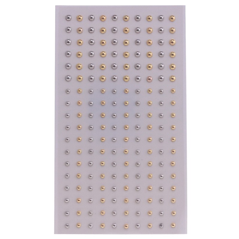 Cross-border source metal color hemisphere pearl flat bottom adhesive diy beauty makeup stickers eyebrow nails devil nails hot girl lip nails stickers