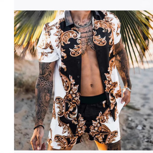 New Men's 3D Suit Amazon Cross-Border Street Casual Men's Shirt Suit