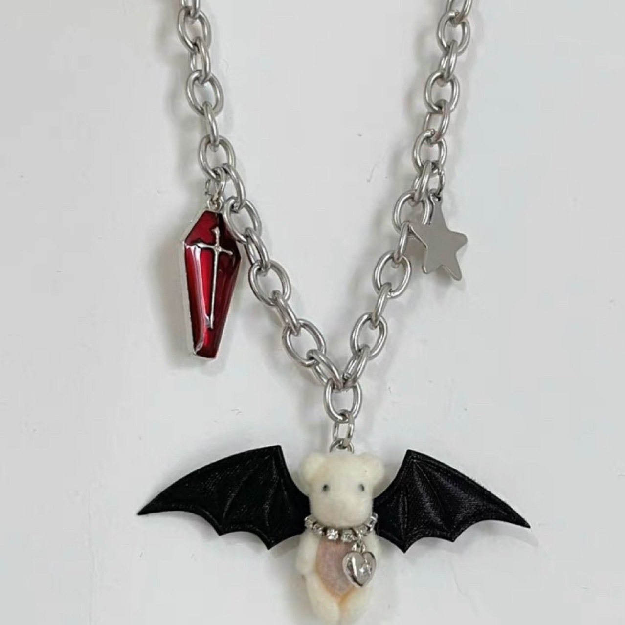 暗黑哥特恶魔翅膀小熊布偶星星项链 日韩ins风甜酷辣妹y2k亚文化