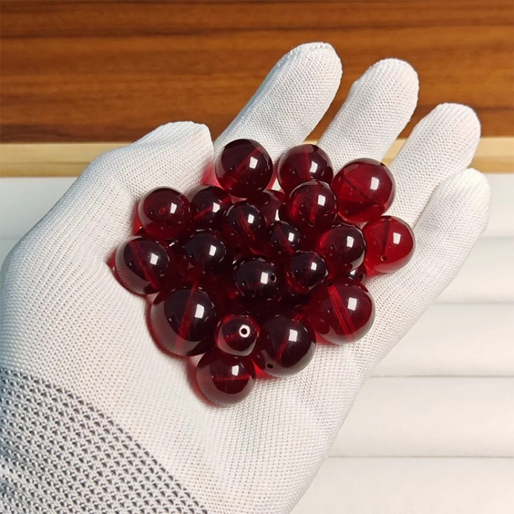 二代血珀净水单珠琥珀配珠散珠波罗的海圆珠单颗蜜蜡手串菩提配饰