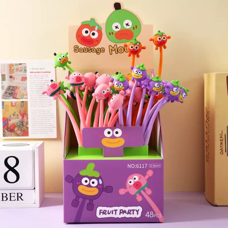 Cartoon pegamento suave rock music bolígrafo neutro alto valor facial adorable bolígrafo creativo bolígrafo publicitario estudiantes fáciles de usar papelería pequeños premios