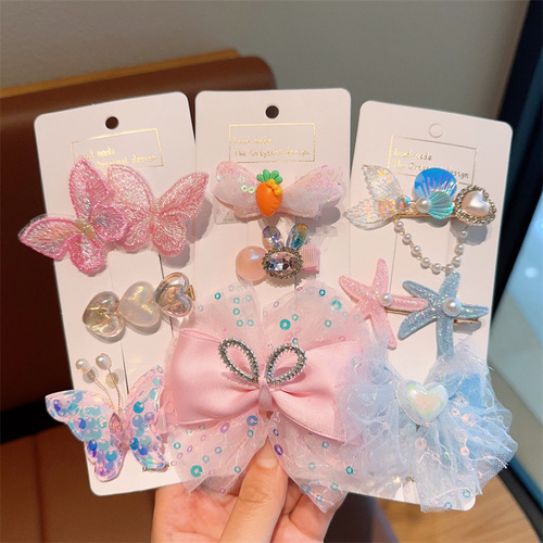 Children's mermaid hair accessories, ice and snow hairpins, side clips, little princess hairpins, super fairy hair accessories