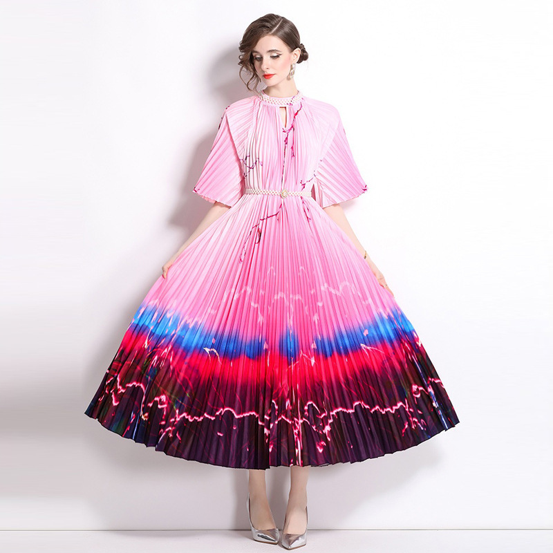 Star Colorful Large Flower Pleated Show Dress Long Dress for Travel and Vacation Photographing Beautiful Fairy Big dress