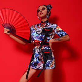 靡瑟品 中国风演出服性感韩舞女团打歌服街舞服装爵士舞蹈服套装