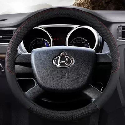factory wholesale large and medium – Steering wheel cover - embossed-black-round-38cm