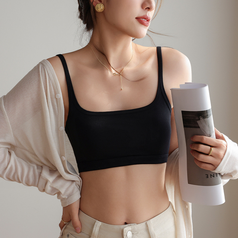 Summer New Style Women's Small Camisole All-In-One Outer Wear with Chest Pad Square Collar Large U Beautiful Back Top Women's Vest Bra Summer New Style Women's Small Camisole All-In-One Outer Wear with Chest Pad Square Collar Large U Beautiful Back Top Women's Vest Bra