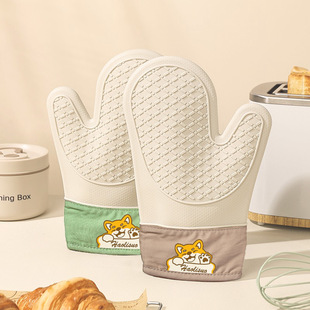 Silicone Heat Insulation Gloves Thickened Non-slip High Temperature Oven Gloves Baking Anti-scalding Kitchen Microwave Special Hand Clip