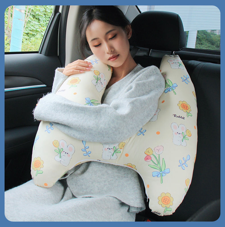 Children's car headrest, in-car pillow for sleeping in the back seat, anti-neck strain, cute cartoon car headrest, neck support pillow, cross-border
