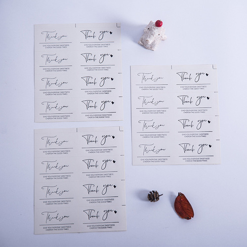 Thank you sticker rectangular label gift packaging decoration bakery takeaway thank you sticker hot black gold sticker