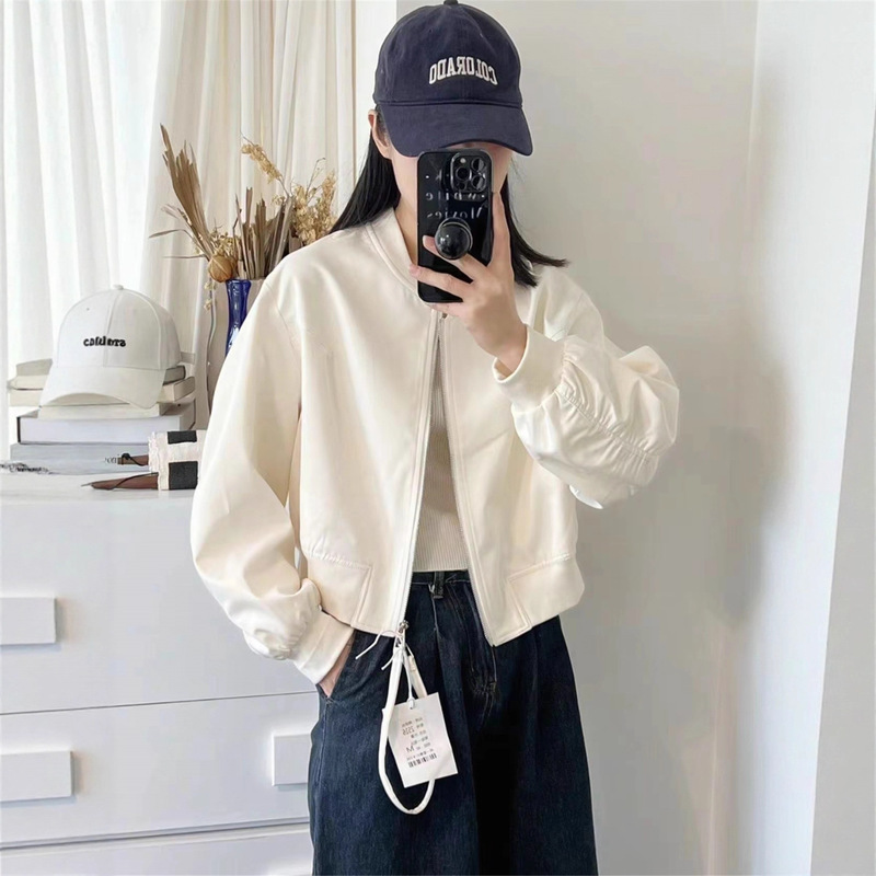 Korean Casual Short Jacket for Women Autum 2025 New Loose and Versatile Yellow Petite Bomber Jacket Top