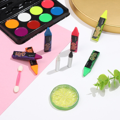 Cross-border water-soluble easy-to-wash quick-drying face paint with crayon Halloween dance set human face paint pigment