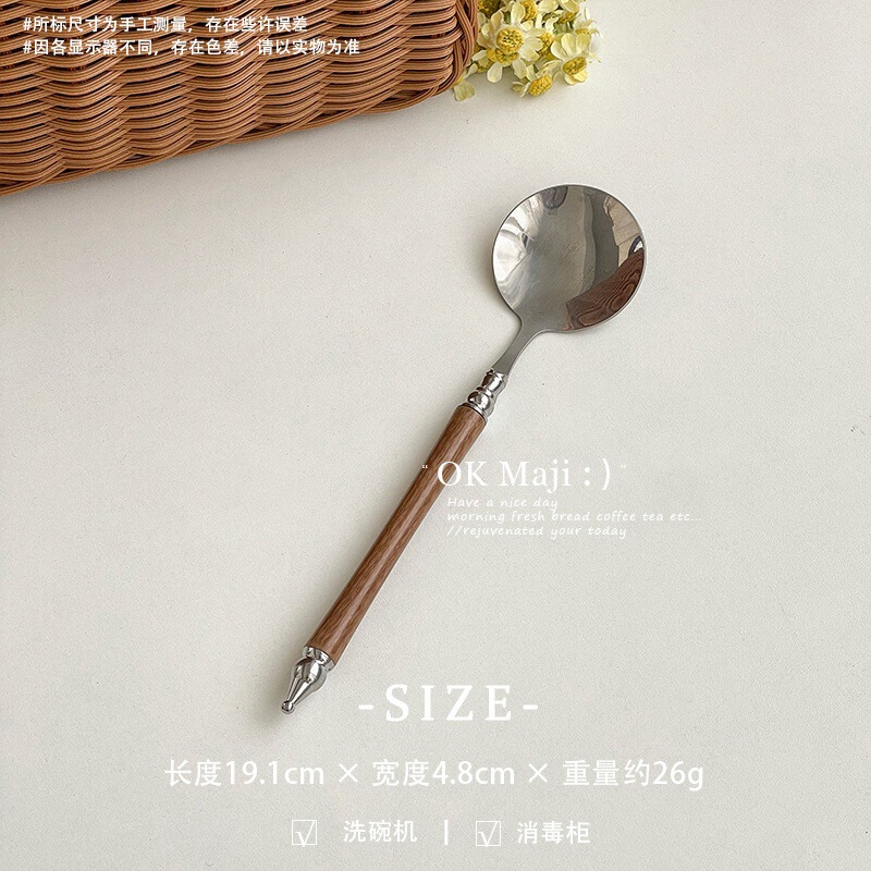 子供用食事スプーン、家庭用高級絶妙スプーン、小さなスプーン、ステンレス鋼の長柄丸スプーン、レトロなデザートスプーン、テーブルスプーン|undefined