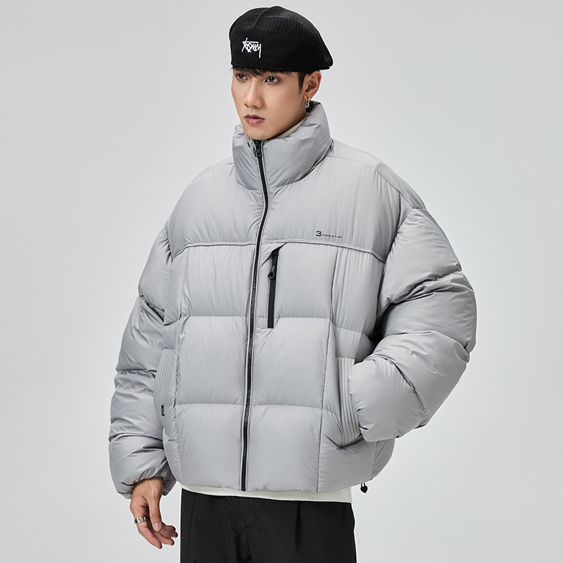 短款羽绒服男冬季潮牌高级感鸭绒男生加厚保暖面包服立领防寒外套