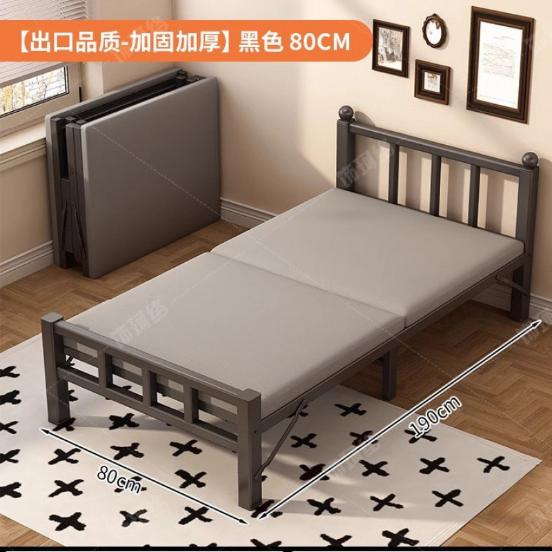 折りたたみベッド家庭用シングルベッドシンプルな昼休みベビーベッドポータブル 1.0m 大人寮エクストラベッドダブルハードボード鉄箔|undefined