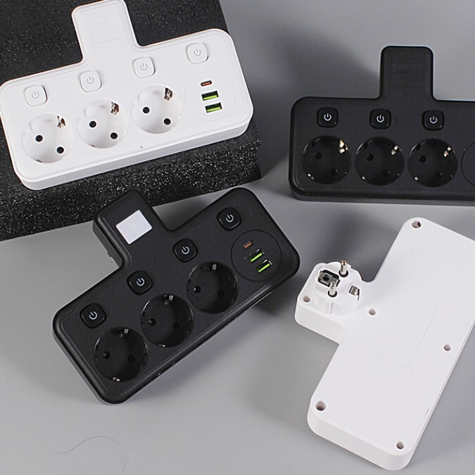 Cross-Border European Standard Universal Plug-In Socket with Independent Switch, Multi-Style Adapter with Usb+Type-C Smart Socket Power Strip