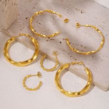谜丽 不锈钢PVD电镀18K真金C形圆圈耳环时尚日常通勤耳饰现货批发
