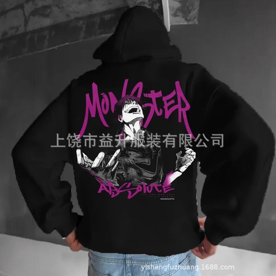 热血动漫3D打印秋季男士休闲套头衫 原宿连帽衫 时尚街头潮牌上衣