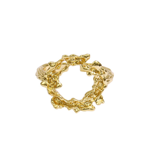 European and American-style fashion, irregularly shaped open-ring—unique design, classic round ring for women, versatile accessory perfect for street-style photos.