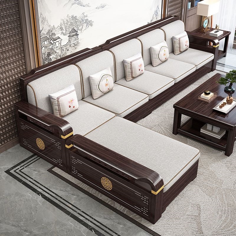 Purple Sandalwood Solid Wood Sofa Set, Chinese Modern Minimalist Living Room, Dual-use for Winter and Summer, Storage Sofa, Factory Direct Sale