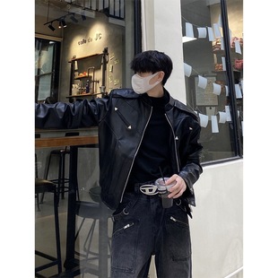 Autumn American pilot jacket motorcycle leather coat men's and women's fashion brand casual lapel popular shoulder pad jacket coat