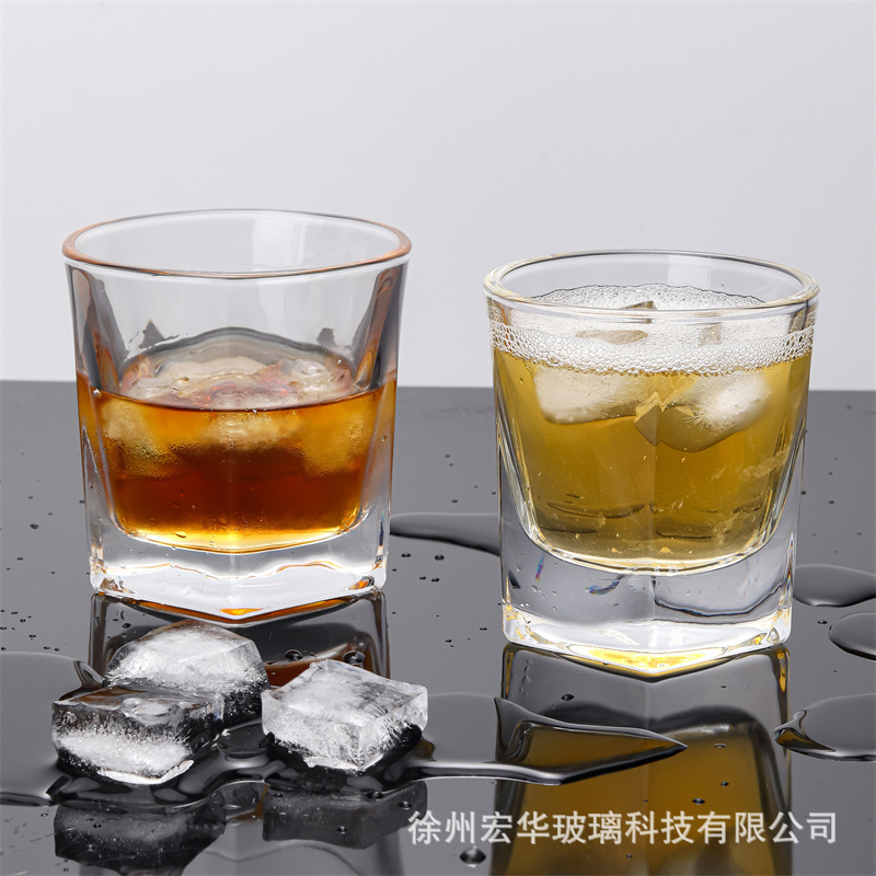钢化玻璃四方酒杯 酒吧KTV超厚底耐摔耐热玻璃威士忌洋酒杯啤酒杯