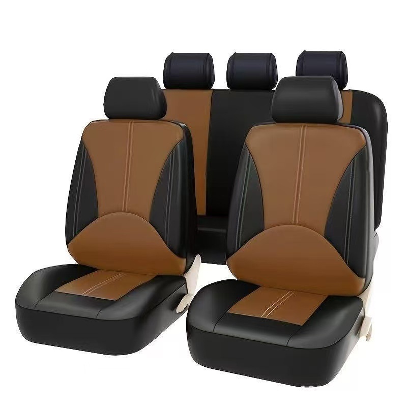 Source Factory Pu Spliced Leather Car Seat Covers for Export, Amazon Cross-Border Exclusive Supply, Universal for Automobiles, Waterproof and Dustproof