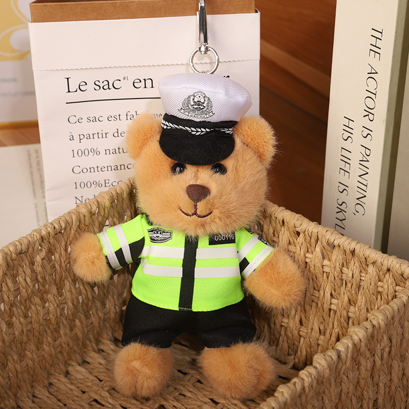 2025 nuevo uniforme de oso fuego cielo azul rescate colgante Teddy bear muñeca juguete de peluche publicidad llavero