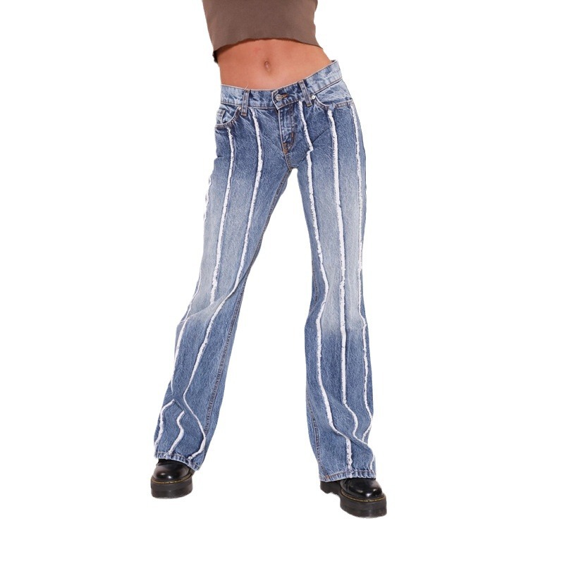 Jeans de Mujer a la Moda 2025, Corte Recto, Elásticos, con Flecos Deshilachados, Pantalones Vaqueros Xin Tang en Existencia para Otoño image 7