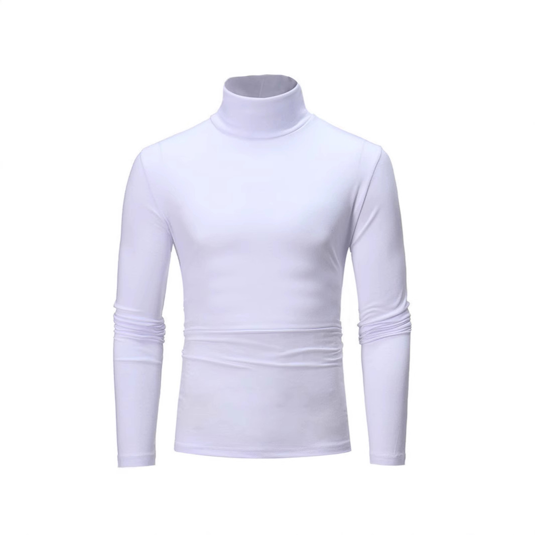 23 새로운 남성용 하이 칼라 베이스 셔츠 얇은 봄과 가을 니트 셔츠 긴팔 슬림 티셔츠 단색 티셔츠