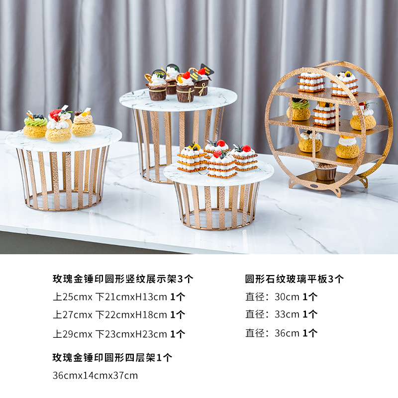 Luz de lujo de acero inoxidable refrigerio de postre decoración mesa de comida fría fruta pastel de mesa de exhibición mesa de café image 35