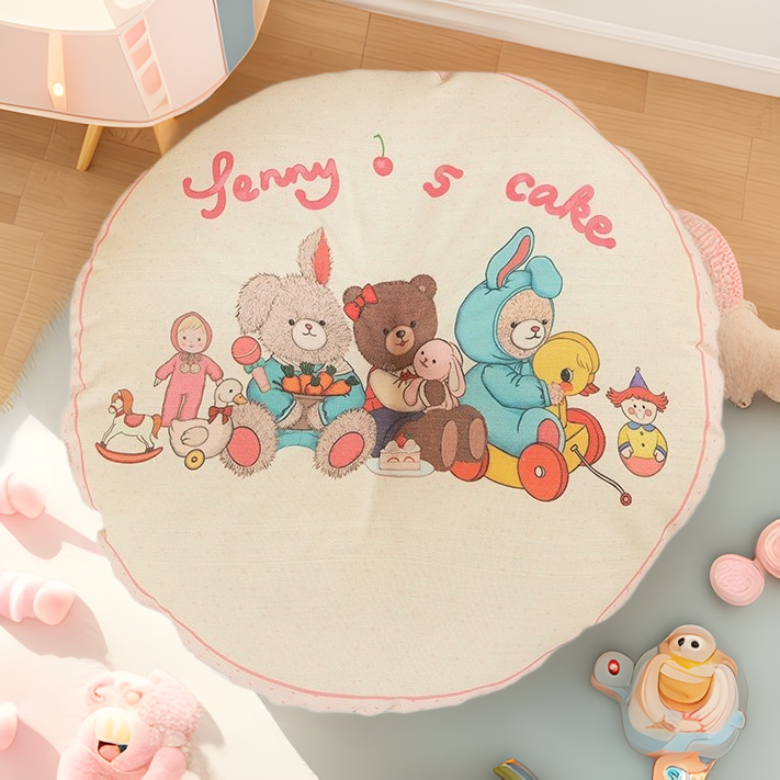Cream Wind Butter Bear Warm Cushion Cute Round Chair Children's Girl Tatami Futon Cushion Pillow