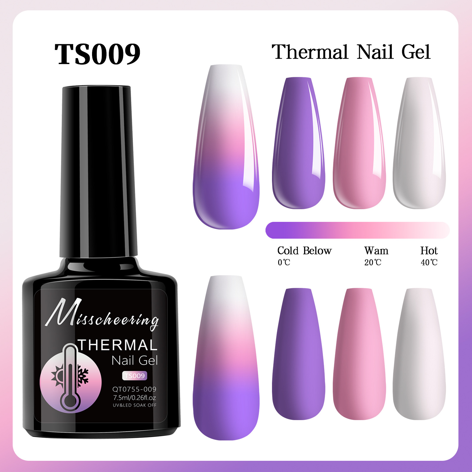 Esmalte de uñas de gel con efecto aurora que cambia con la temperatura, gel de diamante opal, gel de fototerapia de tres etapas que cambia con la temperatura, juego al por mayor.