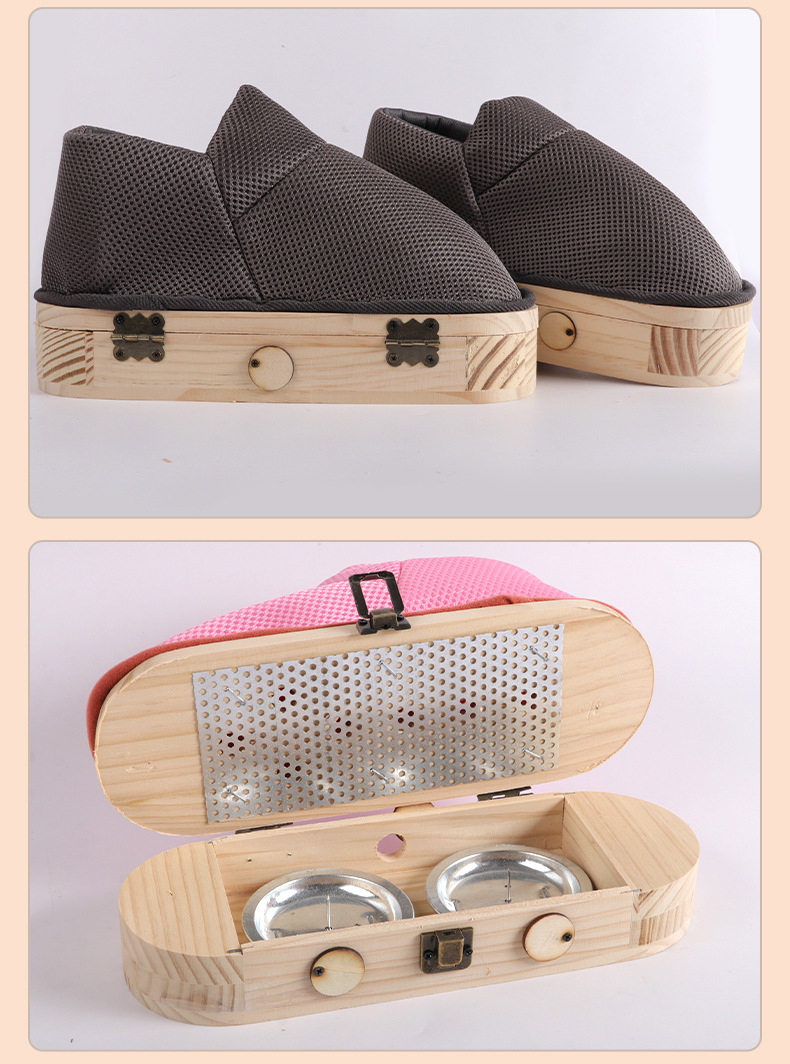 Summer Breathable Moxibustion Shoe Open Flame Foot Warming Wood Frame with Anti Slip Pad 54 Moxa Cones preparation