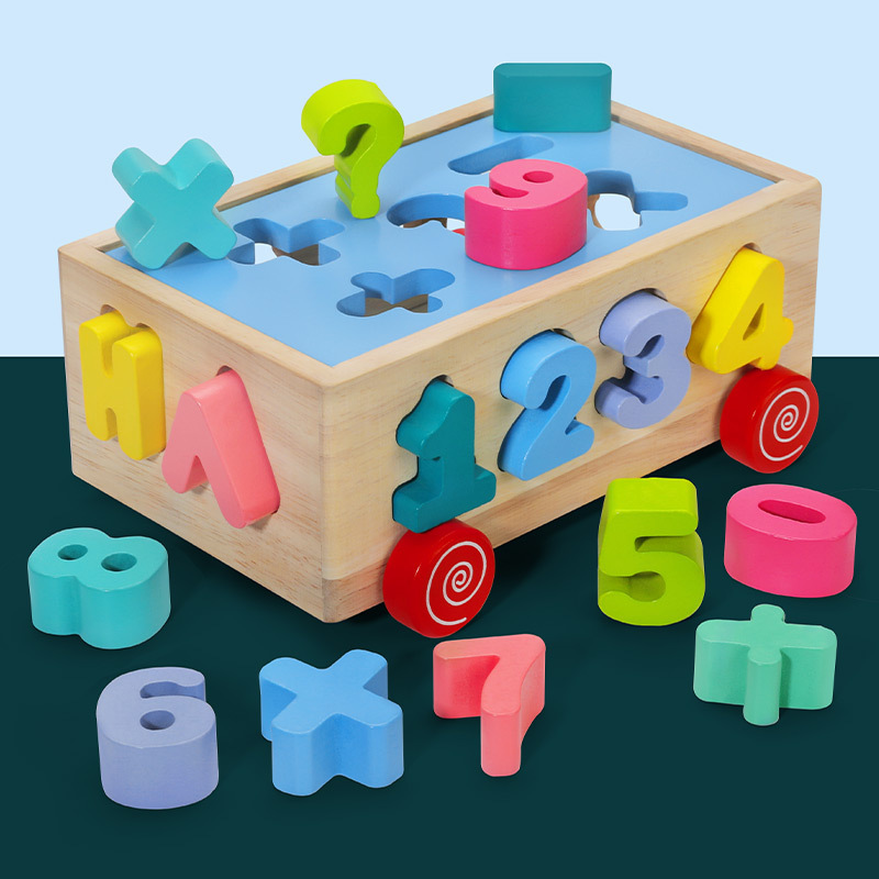 Rompecabezas de madera de Educación Temprana de 17 hoyos de 18 hoyos de inteligencia de forma de coche bloques de construcción a juego porosa Caja de Inteligencia de remolque cognitivo juguete