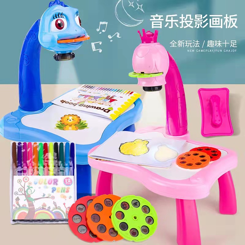 Cross-Border Deer Projection Drawing Board Table Painting Table Multifunctional Early Education Toy Desktop Coloring Magnetic Plastic Drawing Board