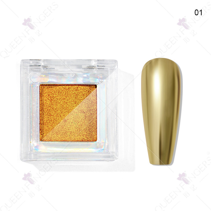 Nuevo brillo de uñas color sólido espejo mágico polvo cuadrado caja brillo láser polvo de titanio polvo de oro polvo de hadas polvo de sombra de ojos en polvo