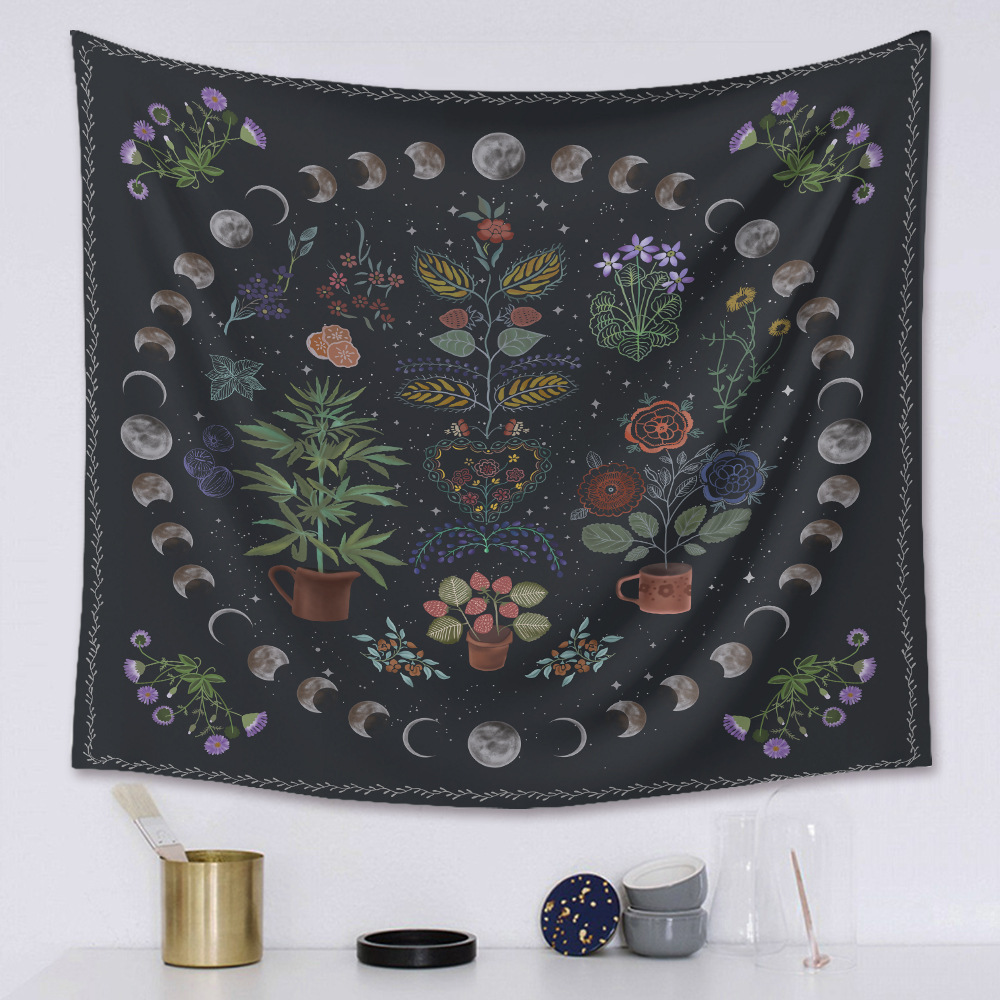 Vintage Moon Phase Tarot Tapestry Psychedelic Tapestry Background Cloth Wholesale Nihaojewelry display picture 2