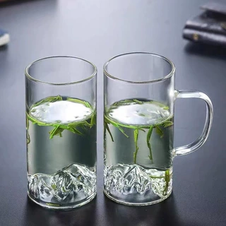 厂家批发玻璃杯创意山峰耐热玻璃过滤花茶杯网红观山杯带把泡茶杯