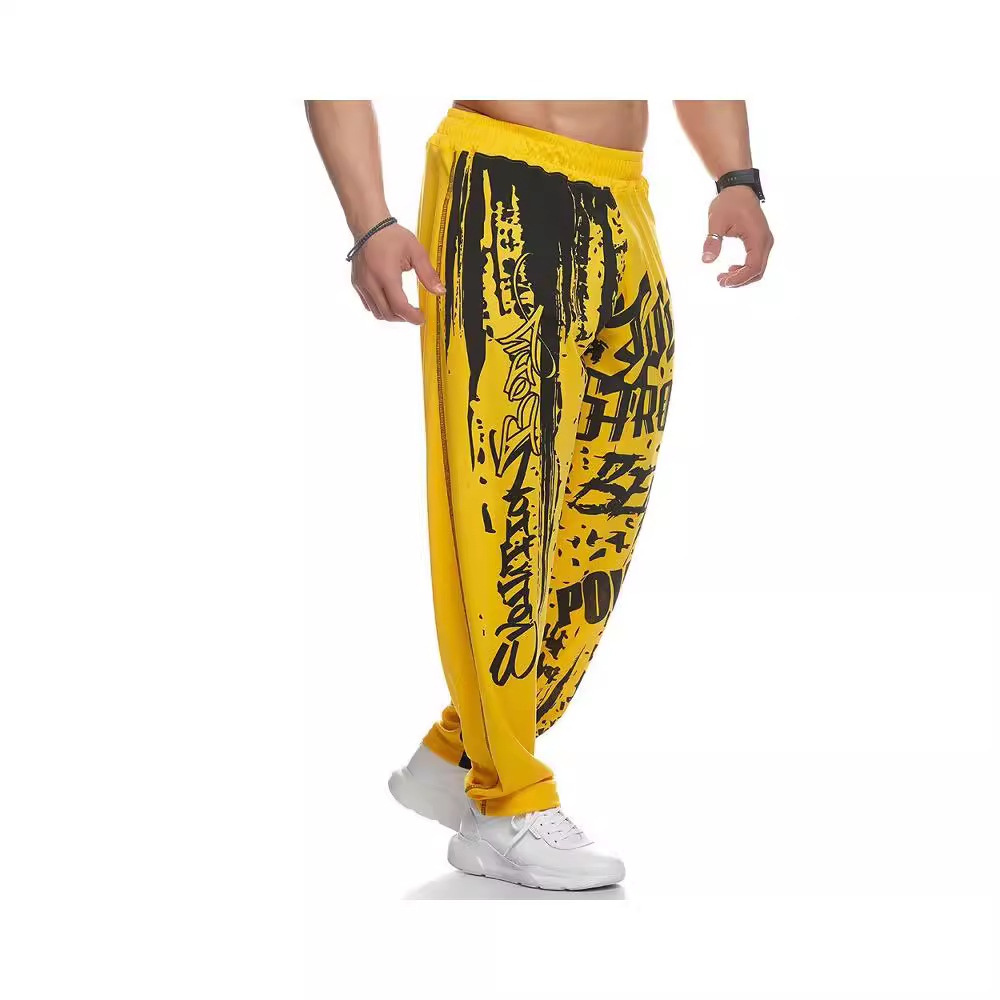 Men's casual summer autumn, muscle fitness exercise, sports and leisure, quick drying, loose printed pants for men_voghion.com