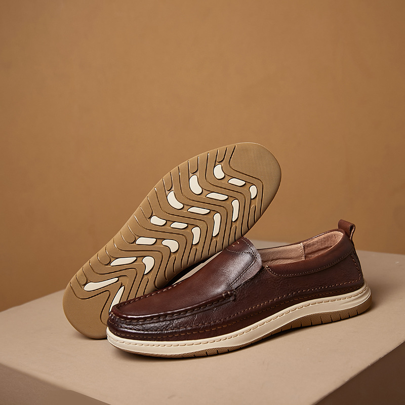 Herren Freizeitschuhe Aus Handbemaltem Gewachstem Leder Flach_voghion.com