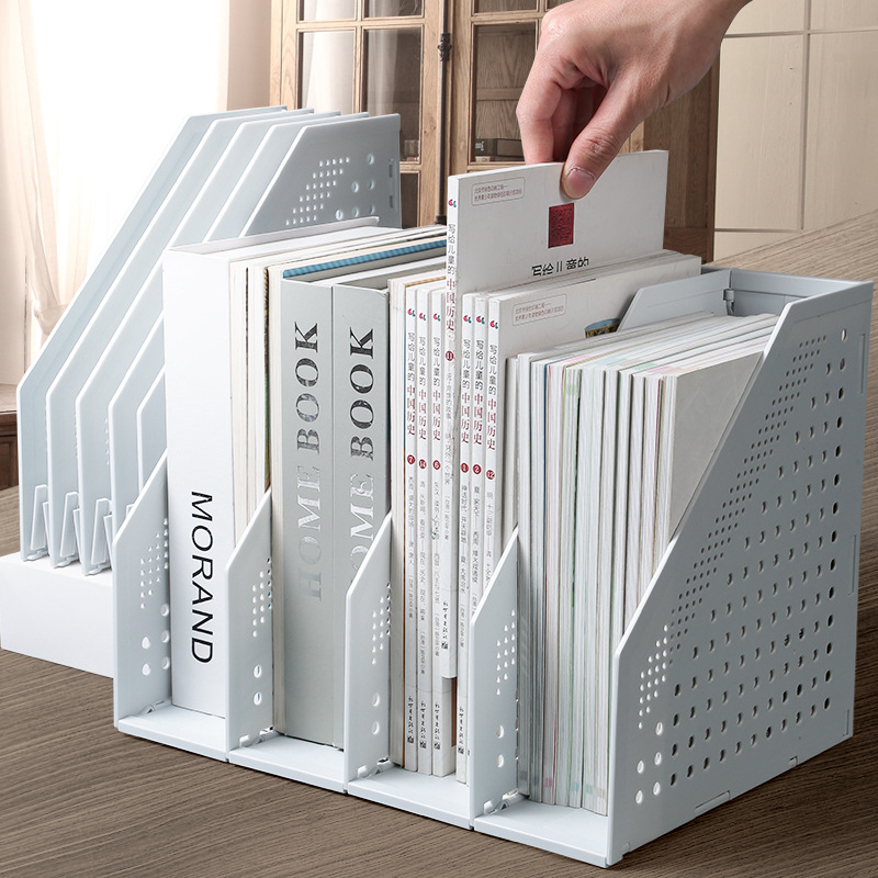 Deli Foldable File Frame Multi-layer Telescopic With Baffle Triple Four-link Frame Bookend File Rack For Desktop Office Use